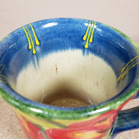 Hand-Painted Red Tulip Terra Cotta Mug - Picture 7 of 10